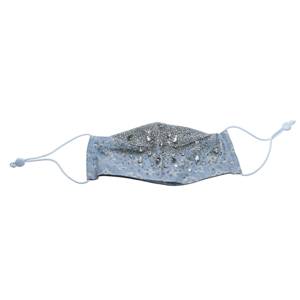 極美品 LOUIS VUITTON ルイヴィトン Crystal クリスタル Mask マスク NX1220 MP2970 ブルー モノグラムデニム 中古 4a002123