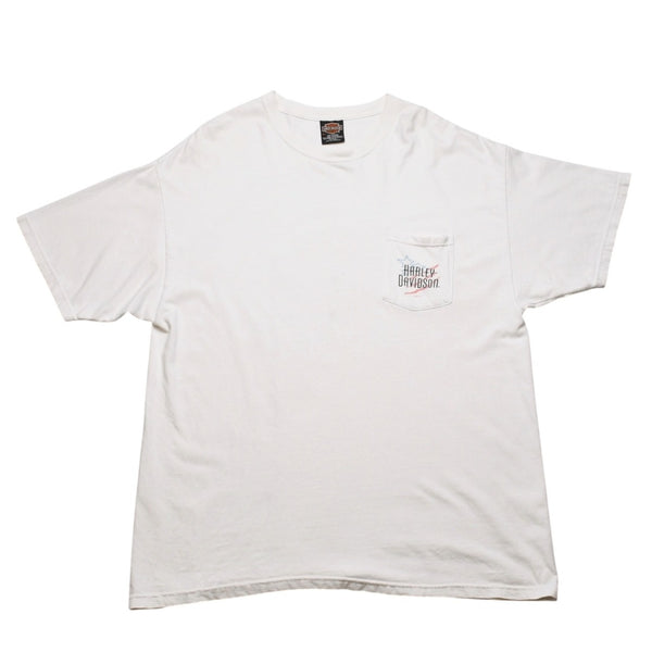 Harley Davidson Harley Davidson Print T-Shirt Short Sleeve White Red Daytona Beach, FL Good Condition Used 4a002343