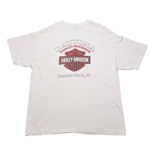 Harley Davidson Harley Davidson Print T-Shirt Short Sleeve White Red Daytona Beach, FL Good Condition Used 4a002343