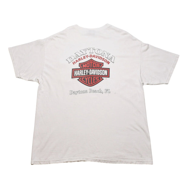Harley Davidson Harley Davidson Print T-Shirt Short Sleeve White Red Daytona Beach, FL Good Condition Used 4a002343
