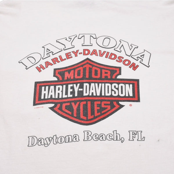 Harley Davidson Harley Davidson Print T-Shirt Short Sleeve White Red Daytona Beach, FL Good Condition Used 4a002343