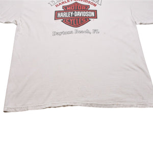 Harley Davidson Harley Davidson Print T-Shirt Short Sleeve White Red Daytona Beach, FL Good Condition Used 4a002343