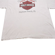 画像をギャラリービューアに読み込む, Harley Davidson ハーレーダビッドソン プリント Tシャツ 半袖 ホワイト レッド Daytona Beach, FL 美品 中古 4a002343