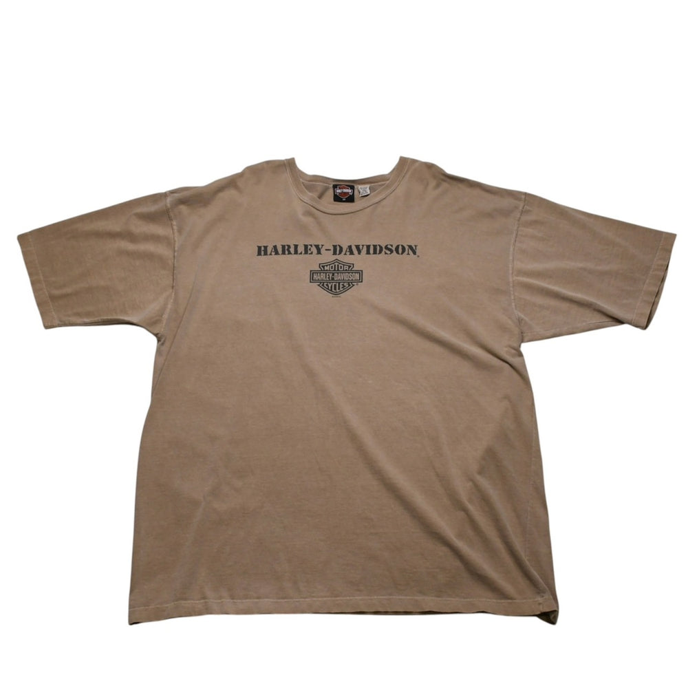 HARLEY DAVIDSON ハーレーダビッドソン モーターサイクル Tシャツ ベージュ ブラウン サイズXXL 美品 中古 4a002344