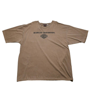HARLEY DAVIDSON ハーレーダビッドソン モーターサイクル Tシャツ ベージュ ブラウン サイズXXL 美品 中古 4a002344