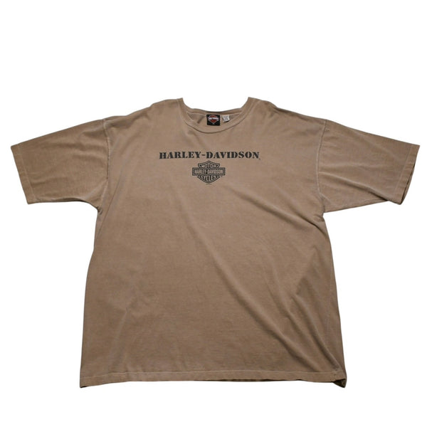HARLEY DAVIDSON ハーレーダビッドソン モーターサイクル Tシャツ ベージュ ブラウン サイズXXL 美品 中古 4a002344