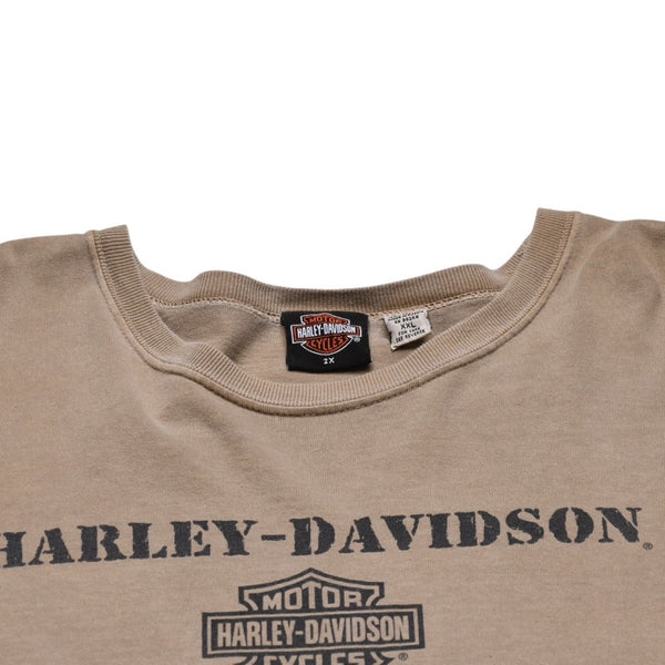 HARLEY DAVIDSON ハーレーダビッドソン モーターサイクル Tシャツ ベージュ ブラウン サイズXXL 美品 中古 4a002344