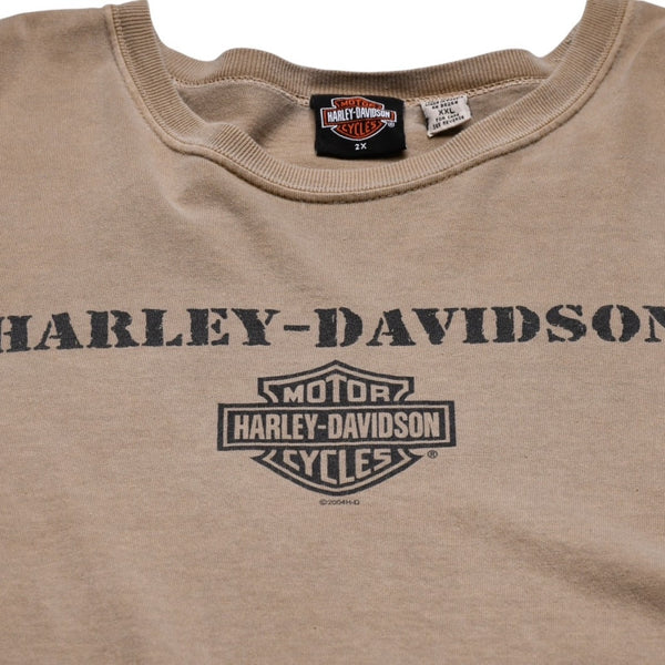 HARLEY DAVIDSON ハーレーダビッドソン モーターサイクル Tシャツ ベージュ ブラウン サイズXXL 美品 中古 4a002344