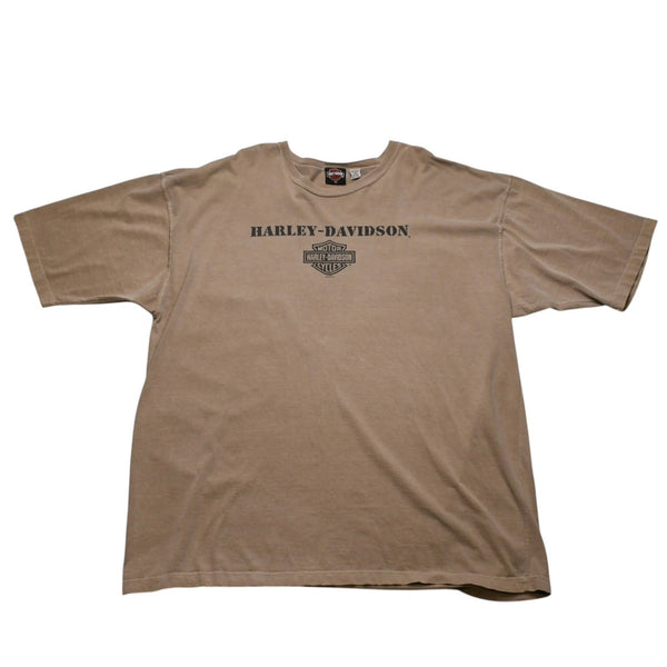 HARLEY DAVIDSON ハーレーダビッドソン モーターサイクル Tシャツ ベージュ ブラウン サイズXXL 美品 中古 4a002344