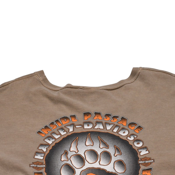 HARLEY DAVIDSON ハーレーダビッドソン モーターサイクル Tシャツ ベージュ ブラウン サイズXXL 美品 中古 4a002344
