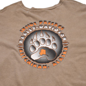 HARLEY DAVIDSON ハーレーダビッドソン モーターサイクル Tシャツ ベージュ ブラウン サイズXXL 美品 中古 4a002344