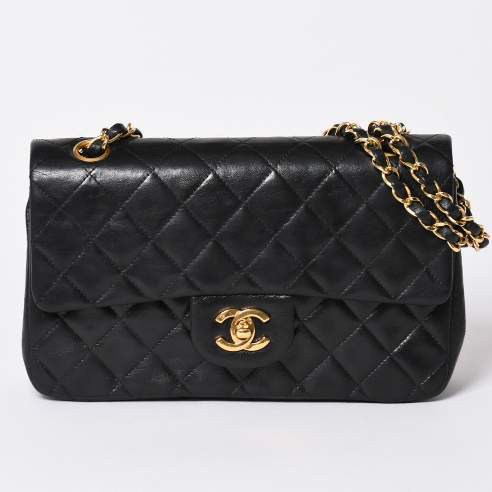 CHANEL Matelasse 23 W Flap W Chain Shoulder Bag A2500 No. 1 Coco Mark Lambskin Black Good Condition Used 4a002376