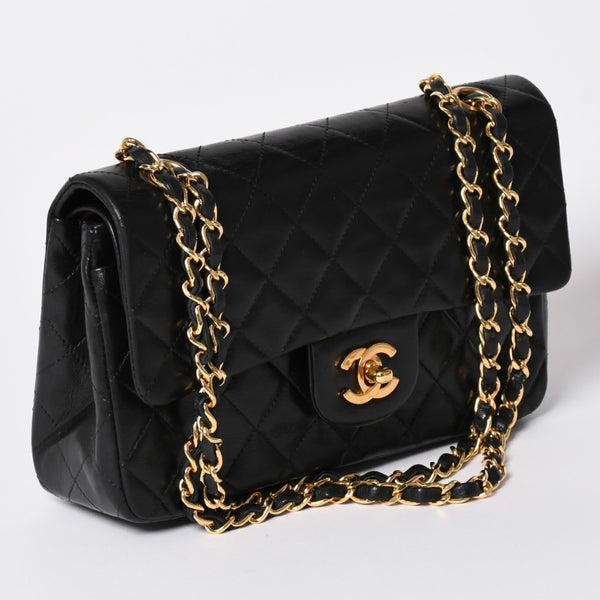 CHANEL シャネル マトラッセ23 Wフラップ Wチェーンショルダーバッグ A2500 1番台 ココマーク ラムスキン ブラック 美品 中古 4a002376