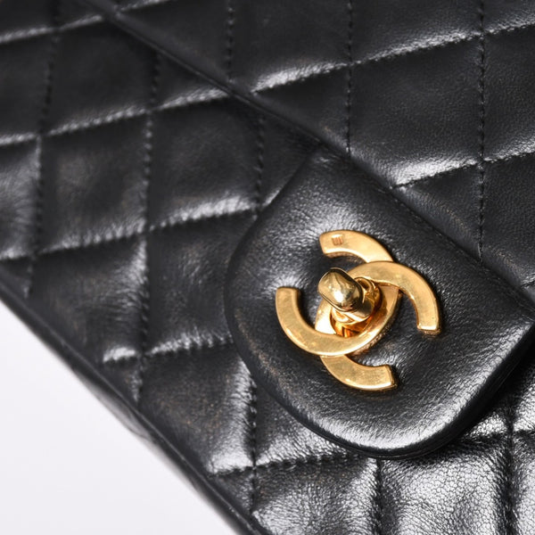 CHANEL シャネル マトラッセ23 Wフラップ Wチェーンショルダーバッグ A2500 1番台 ココマーク ラムスキン ブラック 美品 中古 4a002376