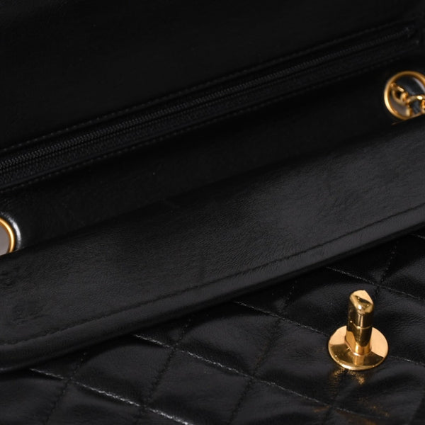CHANEL シャネル マトラッセ23 Wフラップ Wチェーンショルダーバッグ A2500 1番台 ココマーク ラムスキン ブラック 美品 中古 4a002376
