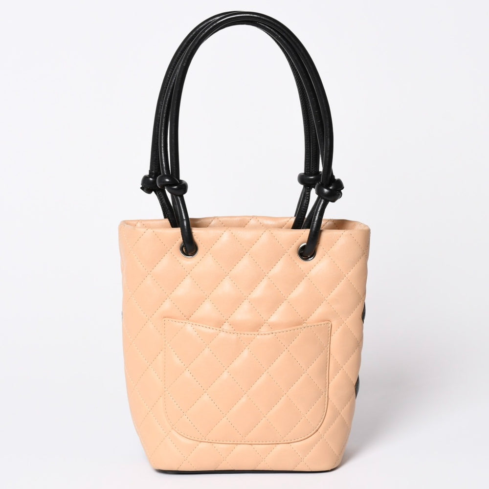 CHANEL シャネル CANBON カンボンライン スモール トートバッグ A25166 9番台 ココマーク カーフスキン ベージュ 美品 中古 4a002413