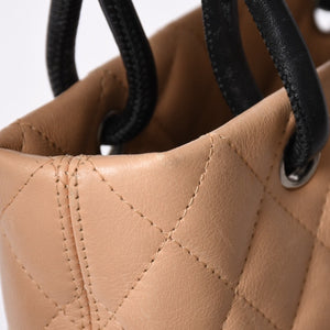CHANEL シャネル CANBON カンボンライン スモール トートバッグ A25166 9番台 ココマーク カーフスキン ベージュ 美品 中古 4a002413