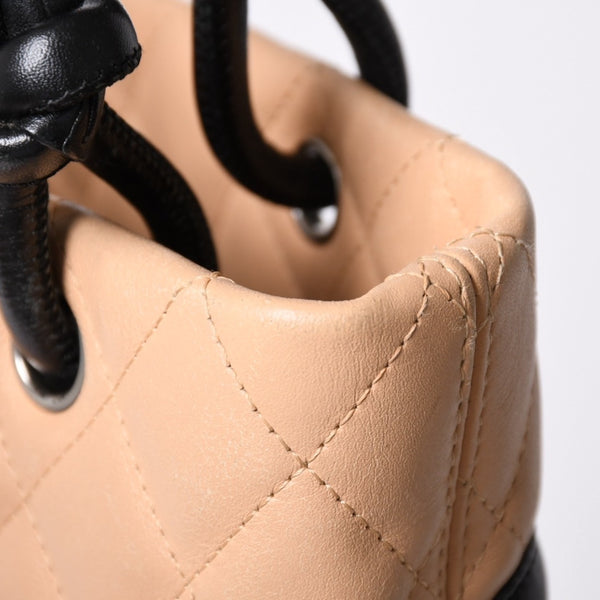 CHANEL シャネル CANBON カンボンライン スモール トートバッグ A25166 9番台 ココマーク カーフスキン ベージュ 美品 中古 4a002413