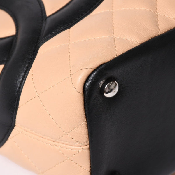 CHANEL シャネル CANBON カンボンライン スモール トートバッグ A25166 9番台 ココマーク カーフスキン ベージュ 美品 中古 4a002413