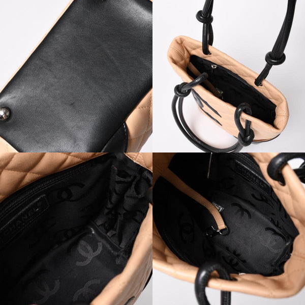 CHANEL シャネル CANBON カンボンライン スモール トートバッグ A25166 9番台 ココマーク カーフスキン ベージュ 美品 中古 4a002413