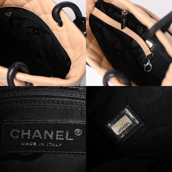 CHANEL シャネル CANBON カンボンライン スモール トートバッグ A25166 9番台 ココマーク カーフスキン ベージュ 美品 中古 4a002413