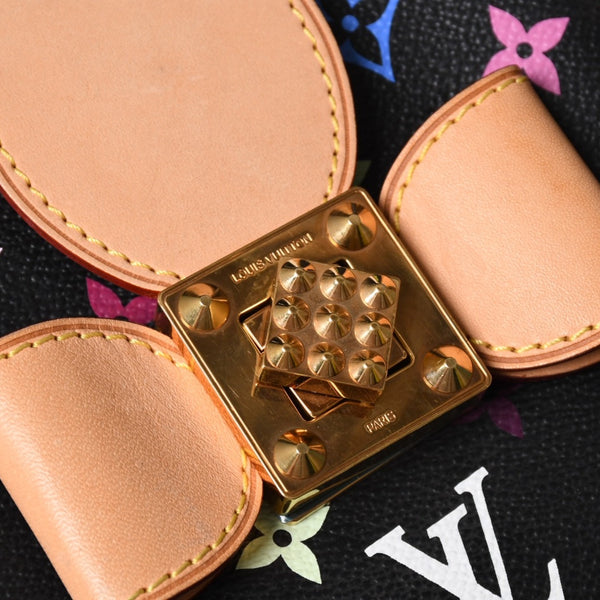 極美品 LOUIS VUITTON ルイヴィトン 村上隆 モノグラムマルチカラー アニーMM ショルダーバッグ M40308 ノワール ゴールド金具 中古 4a002380