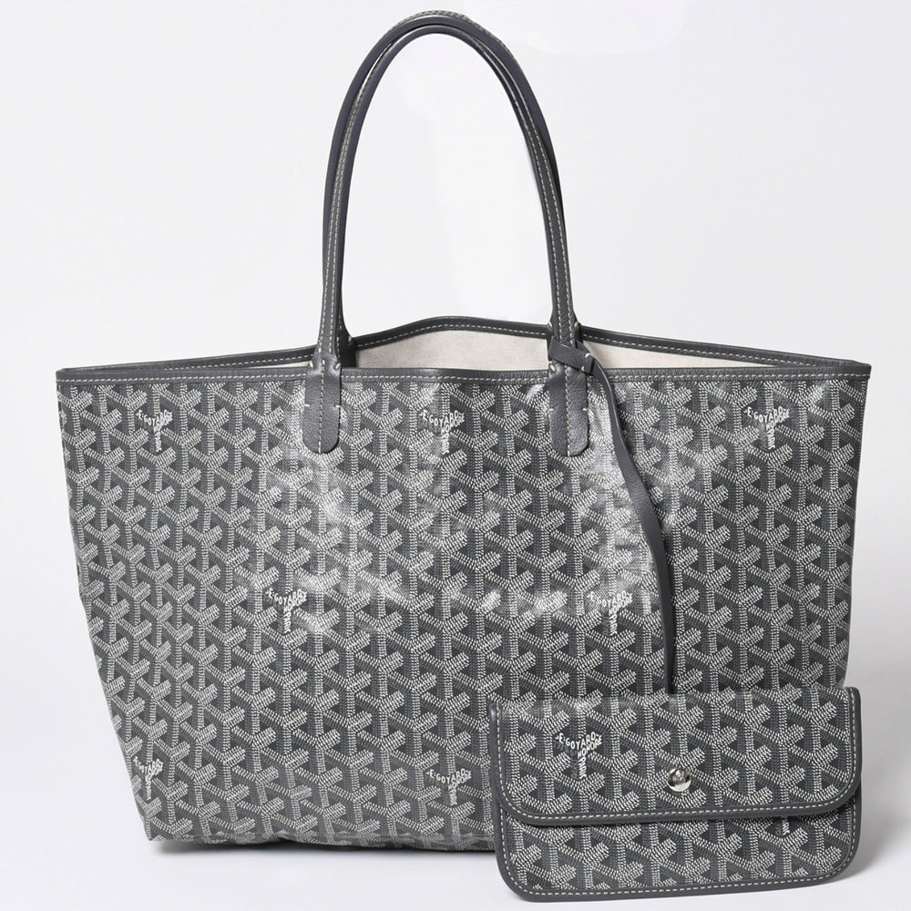 Very good condition GOYARD Saint Louis PM Goyardin Canvas Calf Gray Silver Hardware Made in France Used 4a002387