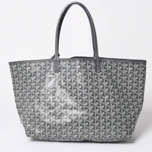 極美品 GOYARD ゴヤール サンルイPM ゴヤールディンキャンバス カーフ グレー シルバー金具 フランス製 中古 4a002387