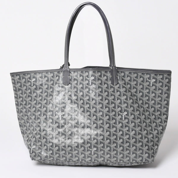 極美品 GOYARD ゴヤール サンルイPM ゴヤールディンキャンバス カーフ グレー シルバー金具 フランス製 中古 4a002387
