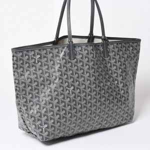 極美品 GOYARD ゴヤール サンルイPM ゴヤールディンキャンバス カーフ グレー シルバー金具 フランス製 中古 4a002387