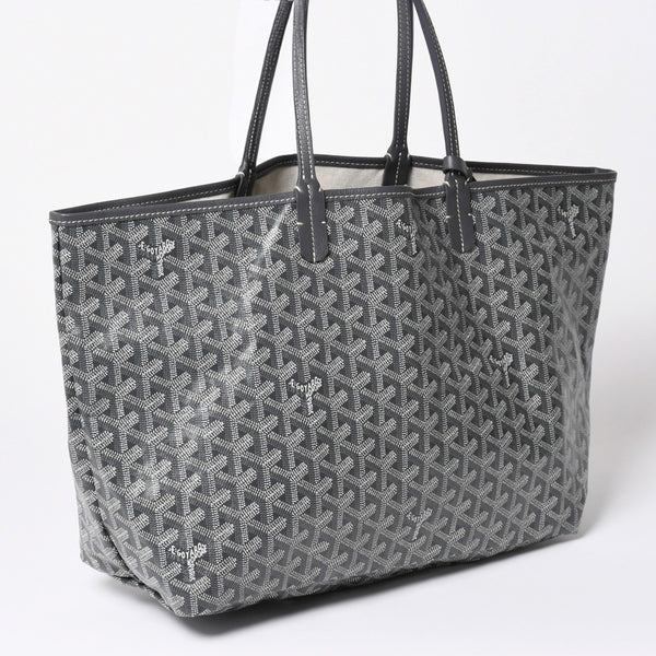 極美品 GOYARD ゴヤール サンルイPM ゴヤールディンキャンバス カーフ グレー シルバー金具 フランス製 中古 4a002387