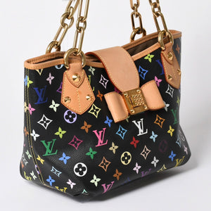 極美品 LOUIS VUITTON ルイヴィトン 村上隆 モノグラムマルチカラー アニーMM ショルダーバッグ M40308 ノワール ゴールド金具 中古 4a002380