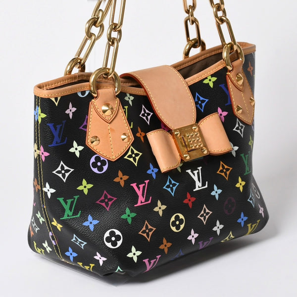 極美品 LOUIS VUITTON ルイヴィトン 村上隆 モノグラムマルチカラー アニーMM ショルダーバッグ M40308 ノワール ゴールド金具 中古 4a002380