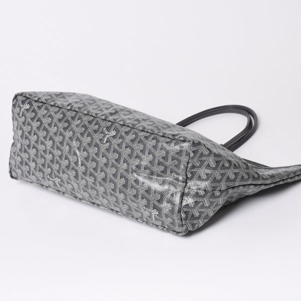 極美品 GOYARD ゴヤール サンルイPM ゴヤールディンキャンバス カーフ グレー シルバー金具 フランス製 中古 4a002387