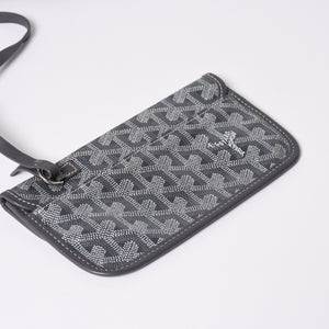 極美品 GOYARD ゴヤール サンルイPM ゴヤールディンキャンバス カーフ グレー シルバー金具 フランス製 中古 4a002387