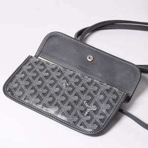 極美品 GOYARD ゴヤール サンルイPM ゴヤールディンキャンバス カーフ グレー シルバー金具 フランス製 中古 4a002387