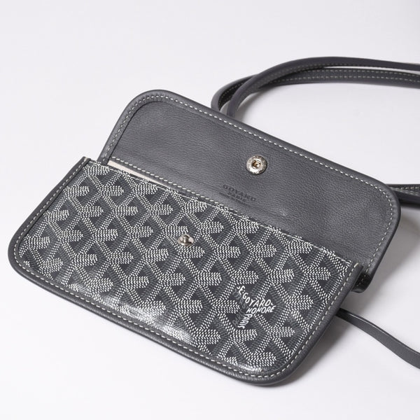 極美品 GOYARD ゴヤール サンルイPM ゴヤールディンキャンバス カーフ グレー シルバー金具 フランス製 中古 4a002387