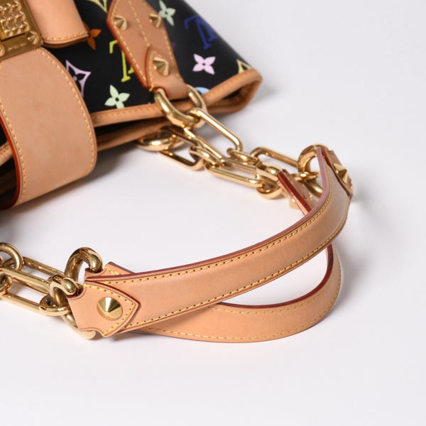 極美品 LOUIS VUITTON ルイヴィトン 村上隆 モノグラムマルチカラー アニーMM ショルダーバッグ M40308 ノワール ゴールド金具 中古 4a002380