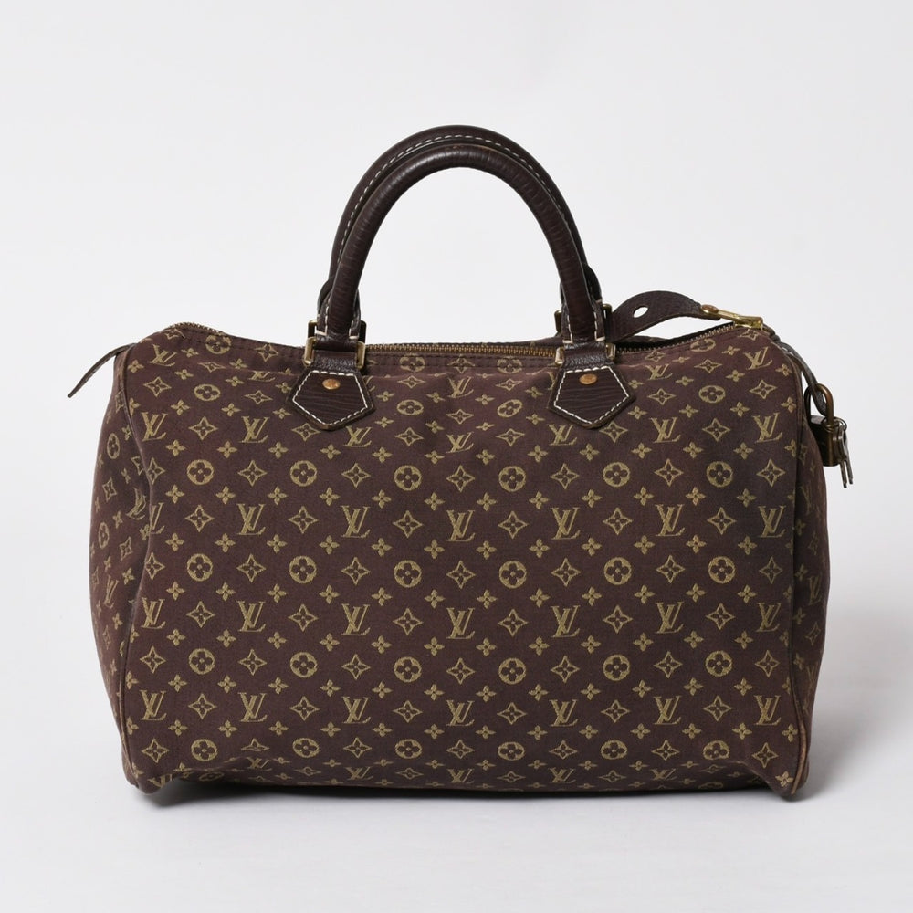 LOUIS VUITTON ルイヴィトン モノグラムミニラン スピィーディ30 ハンドバッグ ミニボストンバッグ M95224 キャンバス エベヌ ブラウン 美品 中古 4a002381