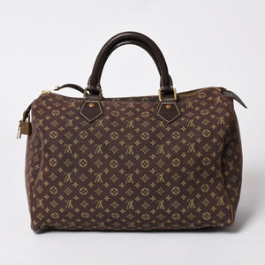 LOUIS VUITTON ルイヴィトン モノグラムミニラン スピィーディ30 ハンドバッグ ミニボストンバッグ M95224 キャンバス エベヌ ブラウン 美品 中古 4a002381