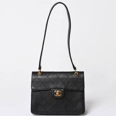 CHANEL Chanel Matelasse One Shoulder Bag No. 5 Coco Mark Caviar Skin Quilting Black Gold Hardware Good Condition Used 4a002384