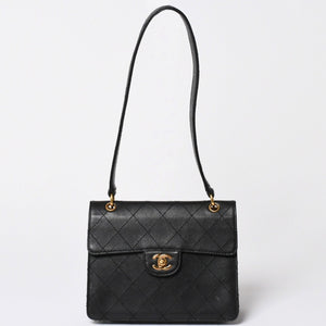 CHANEL Chanel Matelasse One Shoulder Bag No. 5 Coco Mark Caviar Skin Quilting Black Gold Hardware Good Condition Used 4a002384