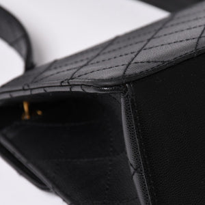 CHANEL Chanel Matelasse One Shoulder Bag No. 5 Coco Mark Caviar Skin Quilting Black Gold Hardware Good Condition Used 4a002384