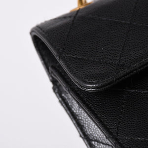 CHANEL Chanel Matelasse One Shoulder Bag No. 5 Coco Mark Caviar Skin Quilting Black Gold Hardware Good Condition Used 4a002384