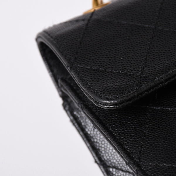 CHANEL Chanel Matelasse One Shoulder Bag No. 5 Coco Mark Caviar Skin Quilting Black Gold Hardware Good Condition Used 4a002384