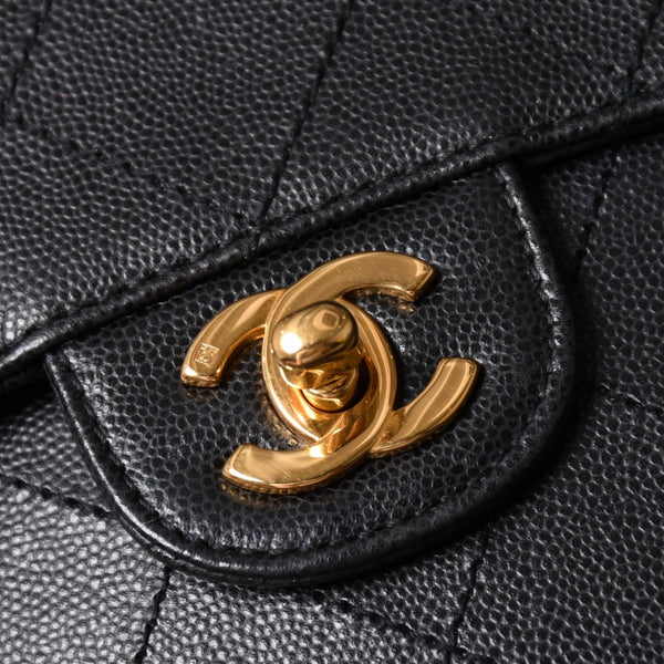 CHANEL Chanel Matelasse One Shoulder Bag No. 5 Coco Mark Caviar Skin Quilting Black Gold Hardware Good Condition Used 4a002384