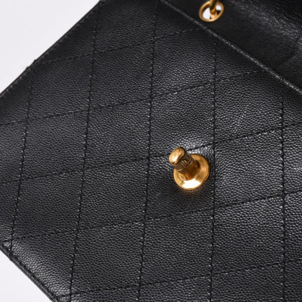 CHANEL Chanel Matelasse One Shoulder Bag No. 5 Coco Mark Caviar Skin Quilting Black Gold Hardware Good Condition Used 4a002384