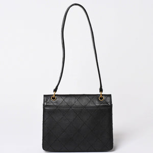 CHANEL Chanel Matelasse One Shoulder Bag No. 5 Coco Mark Caviar Skin Quilting Black Gold Hardware Good Condition Used 4a002384