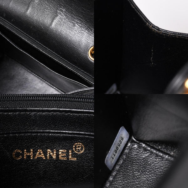 CHANEL Chanel Matelasse One Shoulder Bag No. 5 Coco Mark Caviar Skin Quilting Black Gold Hardware Good Condition Used 4a002384