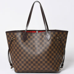 極美品 LOUIS VUITTON ルイヴィトン ダミエ ネヴァーフルMM トートバッグ N51105 PVC レザー ブラウン ゴールド金具 中古 4a002389